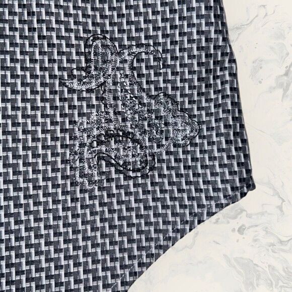 Robert Graham Black White Long Sleeve Flip Cuff Button Up Dress Shirt Medium - Picture 6 of 8